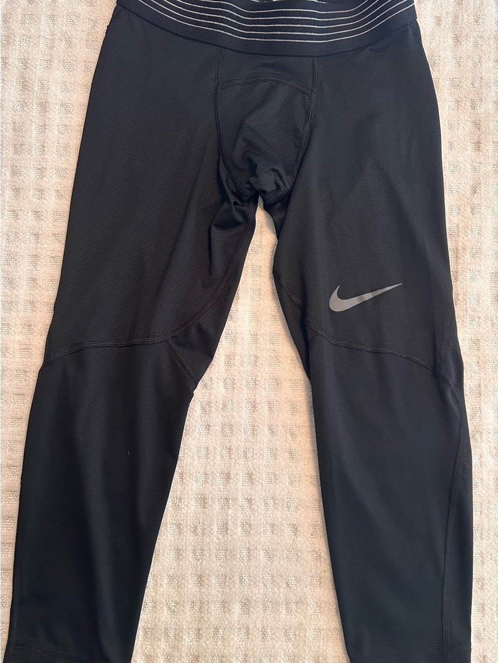 Men’s Nike Pro Black Compression Leggings with Grey Swoosh